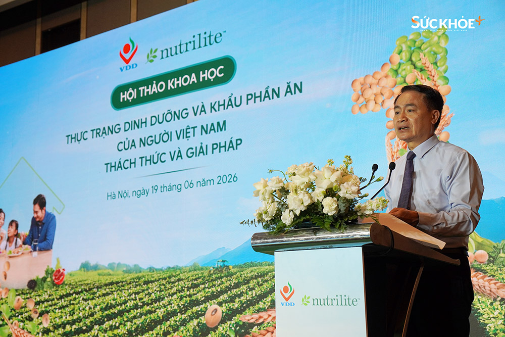 PGS.TS Trần Thanh Dương, Viện trưởng Viện Dinh dưỡng Quốc gia phát biểu khai mạc Hội thảo - Ảnh: Hiệp Nguyễn/Sức khỏe+
