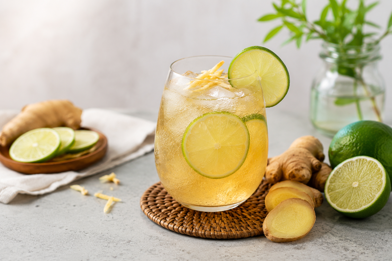 Spritz gừng và chanh có vị cay nhẹ, thanh mát, phù hợp với người yêu thích hương vị đậm đà
