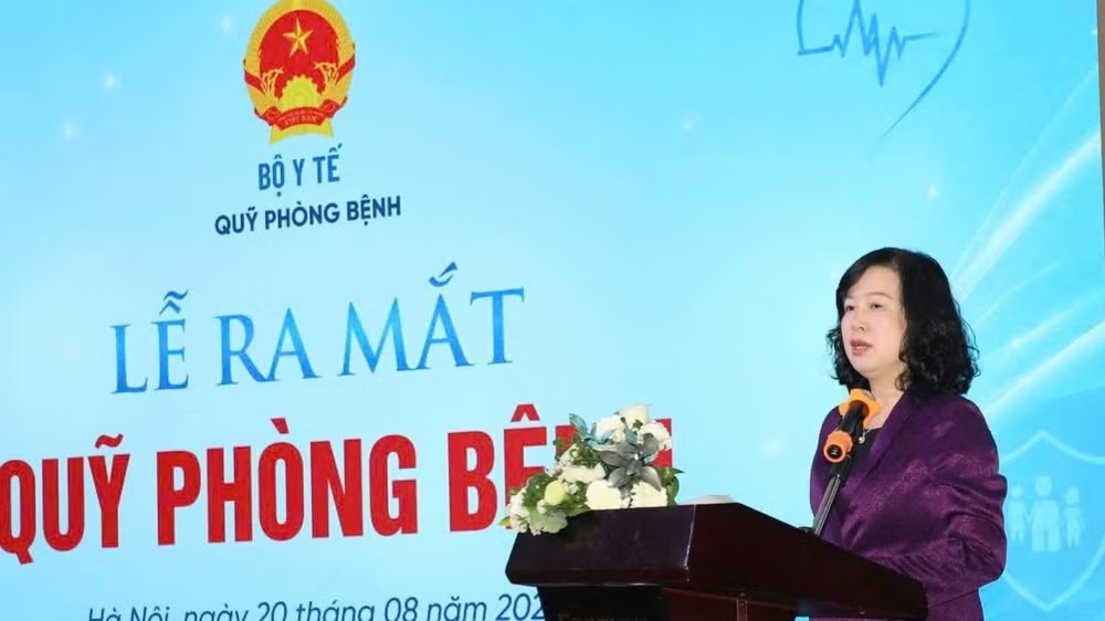 Bộ trưởng Y tế Đào Hồng Lan phát biểu tại lễ ra mắt Quỹ Phòng bệnh - Ảnh: Lê Hảo

