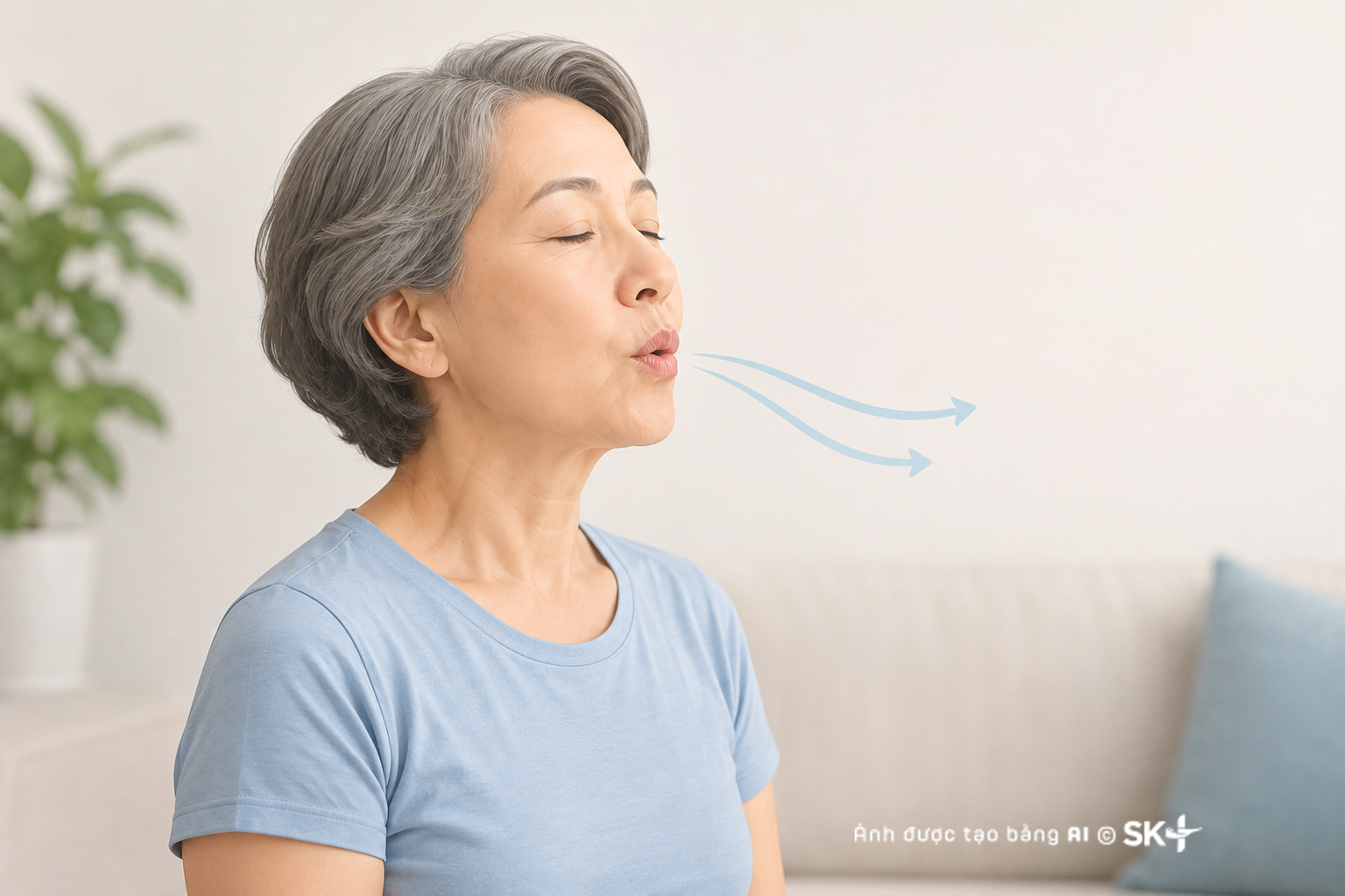 Bài tập thở giúp làm chậm nhịp thở, giúp không khí lưu thông tốt hơn