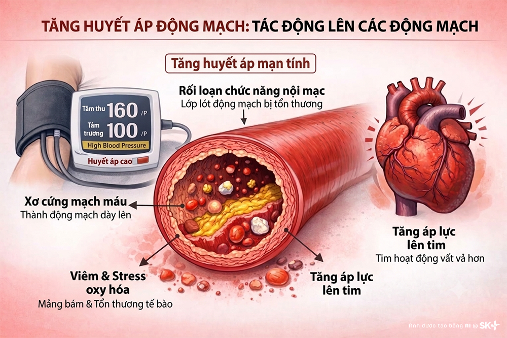 Viêm mạn tính làm tổn thương lớp nội mạc, khiến mạch máu bị xơ cứng
