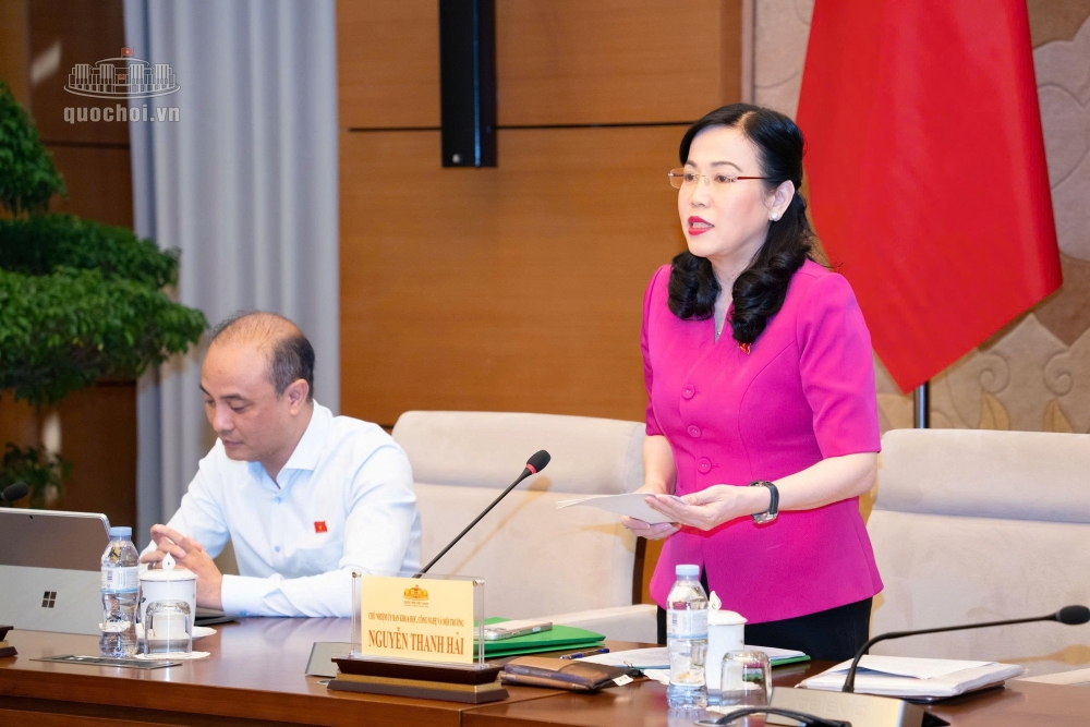 Chủ nhiệm Ủy ban Khoa học, Công nghệ và Môi trường Nguyễn Thanh Hải phát biểu tại phiên họp - Ảnh: Quốc hội