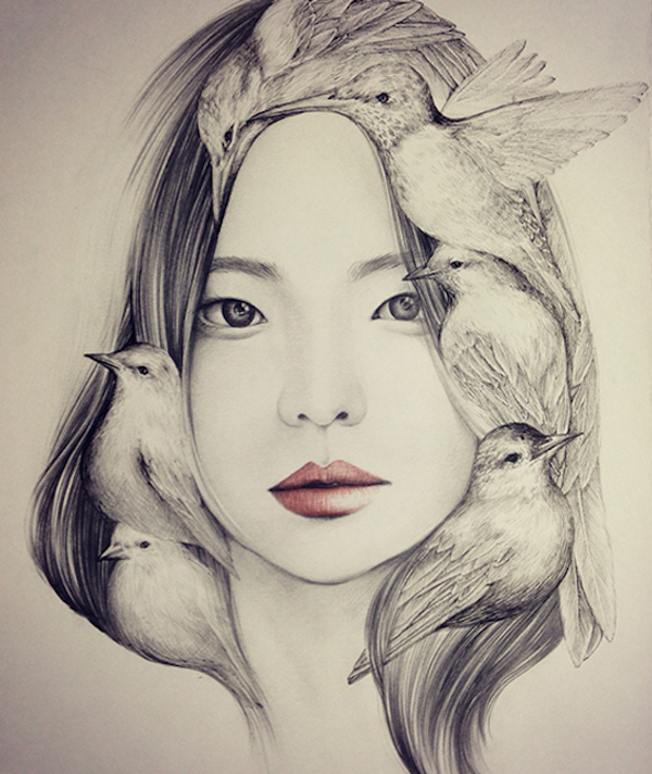 Ảnh đẹp Nghệ thuật vẽ lồng ghép 2 trong 1 của nghệ sỹ Hàn Quốc