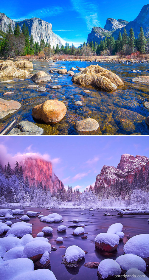 Mùa nào ở Vườn quốc gia Yosemite, California, Mỹ cũng có một vẻ đẹp riêng nhưng mùa đông lại khiến du khách tưởng như mình đang bước vào cảnh thần tiên, cổ tích nào đó.