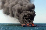 Cháy tàu, 7 thuyền viên nhảy xuống biển