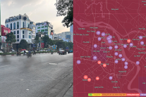 Màu tím áp đảo bản đồ chất lượng không khí Hà Nội