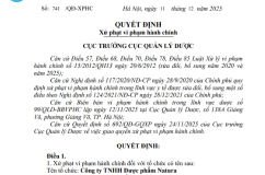 Dược phẩm Natura bị phạt 95 triệu đồng, đình chỉ nhập khẩu 5 tháng