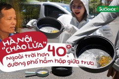 Hà Nội 'chảo lửa': Ngoài trời hơn 40 độ, đường phố hầm hập giữa trưa