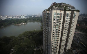 Kỳ công 'khuân' núi lên nóc chung cư ở Trung Quốc