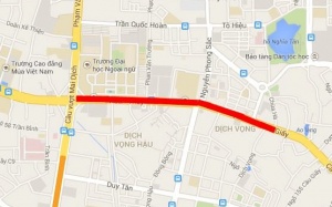 Hà Nội đột ngột cấm ô tô trên trên tuyến Xuân Thủy-Phạm Hùng