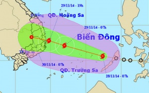 Cơn bão số 4: Hướng vào Bình Định - Khánh Hòa
