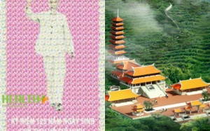 Bức tranh Hồ Chủ Tịch bằng hoa sen lớn nhất thế giới