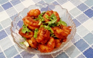 Bữa tối đưa cơm với tôm rang kiểu Ấn