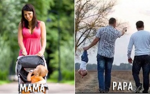 Sự khác nhau hài hước giữa cách chăm con của bố và mẹ
