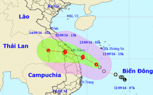 Áp thấp mạnh lên thành bão, tiến thẳng vào miền Trung