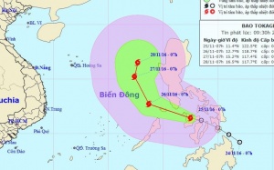 Sáng mai bão Togake vào biển Đông