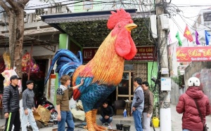 Họa sỹ Hải Phòng làm mô hình gà khổng lồ