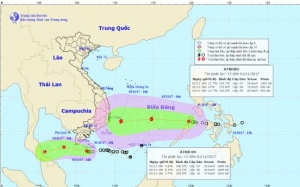 Biển Đông cùng lúc có 2 áp thấp nhiệt đới