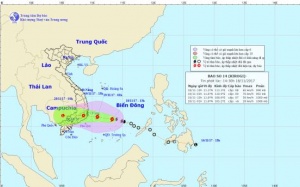 Bão số 14 mạnh cấp 11 'uy hiếp' Nam Trung Bộ