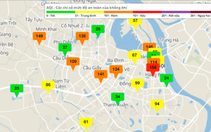 Chỉ số không khí 13/11: Xuất hiện điểm đỏ ở Hà Nội