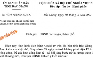 Bắc Giang cho mở lại phòng tập thể dục, thể thao trong nhà và bể bơi