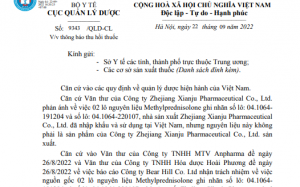 Thu hồi hàng loạt lô thuốc chứa nguyên liệu Methylprednisolone