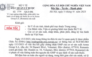 Hỏa tốc: Tạm ngừng nhập khẩu, sử dụng 15 thuốc do Arena Group S.A. sản xuất