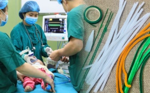 Cấp cứu bé trai 7 tháng tuổi nuốt phải cánh hoa làm từ kẽm nhung