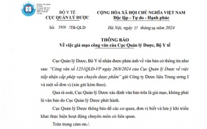Cảnh báo giả mạo công văn của Cục Quản lý Dược