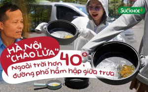 Hà Nội 'chảo lửa': Ngoài trời hơn 40 độ, đường phố hầm hập giữa trưa