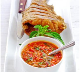 Cá rán chấm xốt tỏi thơm ngon