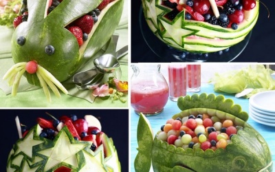 Tỉa dưa bày cỗ Trung thu