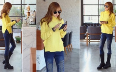 Mix jeans đẹp trong ngày lạnh