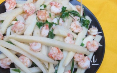 Giòn giòn măng tươi xào tôm