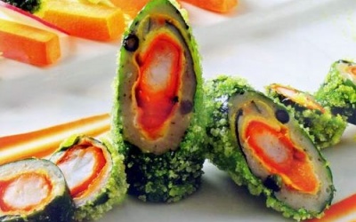 Vừa lạ vừa ngon: Lá lốt cuộn tôm chiên cốm