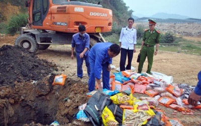 Tiêu hủy gần 500kg thực phẩm đông lạnh