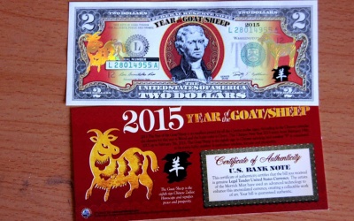 Săn tờ 2 USD in riêng cho năm Ất Mùi