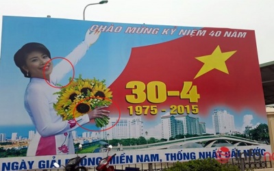Hà Nội chào mừng ngày 30/4 bằng pano...'kì dị'
