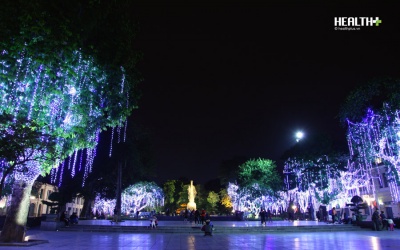 Đường Hà Nội rực rỡ đèn trang trí đón Tết