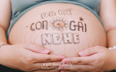 Ngắm bộ ảnh siêu ngọt ngào của ông bố Việt vẽ trên bụng bầu vợ