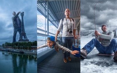 'Phát sốt' với bộ ảnh ông bố đưa con đi khắp thế gian bằng photoshop