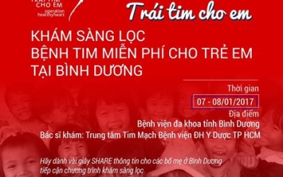 Khám sàng lọc tim miễn phí cho trẻ em Bình Dương