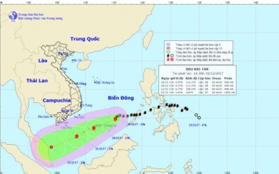 Bão số 15 giật cấp 10 hướng về vùng biển phía Nam