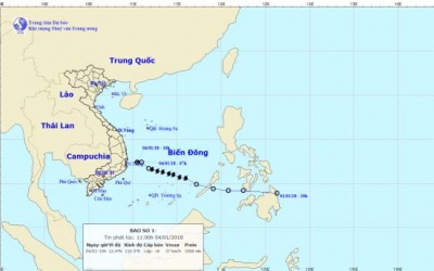 Bão số 1 suy yếu thành vùng áp thấp