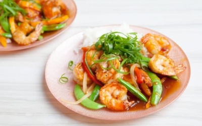 Tôm xào rau củ, sốt teriyaki ngon tuyệt 