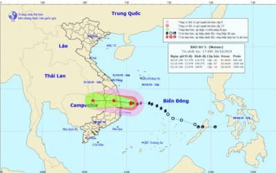Thời tiết ngày 31/10: Bão số 5 gây mưa lớn cho các tỉnh Trung Bộ và Tây Nguyên