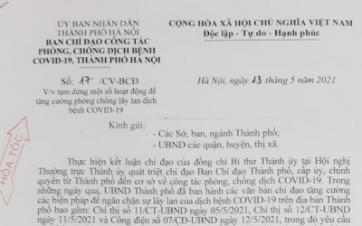 Hà Nội tiếp tục dừng thêm các hoạt động thể thao phòng ngừa COVID-19