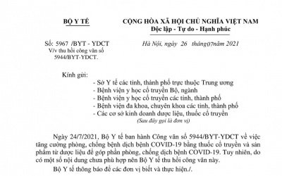 Vì sao Bộ Y tế thu hồi công văn công bố 12 sản phẩm hỗ trợ điều trị COVID-19?
