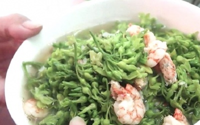 Làm món canh hoa thiên lý nấu tôm cực đơn giản ngay tại nhà