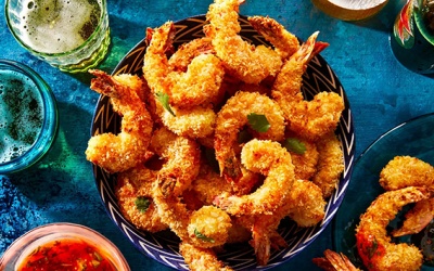 Tôm chiên dừa lạ miệng với nồi chiên không dầu